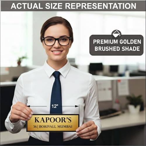 Image of Customize Name Plate, 30x10 CM, Acrylic with Golden Top, Self-Adhesive