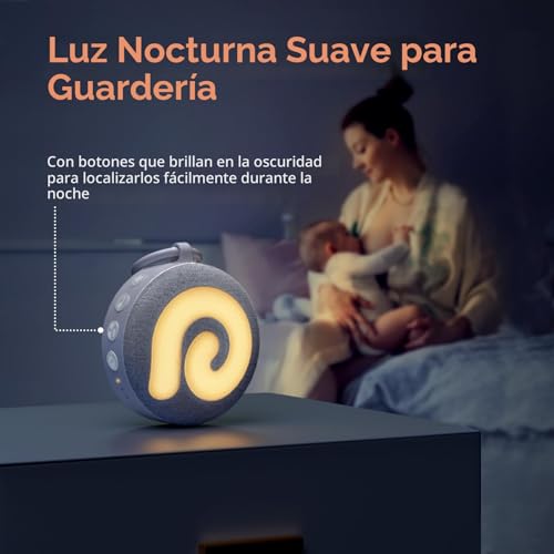 Miniatura 4 de Dreamegg D11 Maquina Ruido Blanco Bebe, Máquina De Ruido Blanco Portátil 21 Sonidos Con Luz Nocturna, Musica Relajante Para Dormir, Usb-C Recargable, Regalo Bebé Niño O Adulto, 32 Volumen