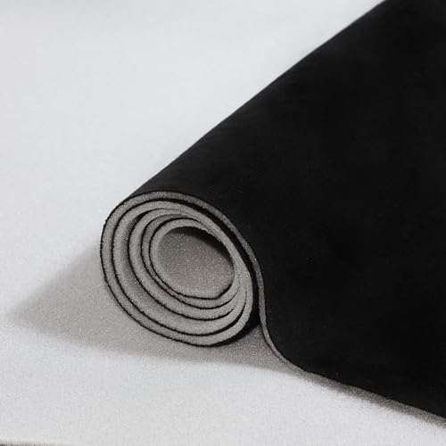 Suede Headliner Fabric with Foam Backing Black Suede Headliner Interior Material for Car/Truck/SUV/RV Roof Home Repair/DIY Headliner Material Auto Headliner Fabric (Black 96 L60 W)