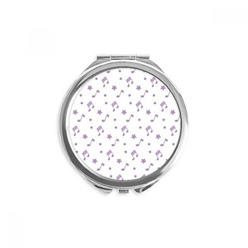 Miroir rond maquillage portable violet et petites étoiles de poche
