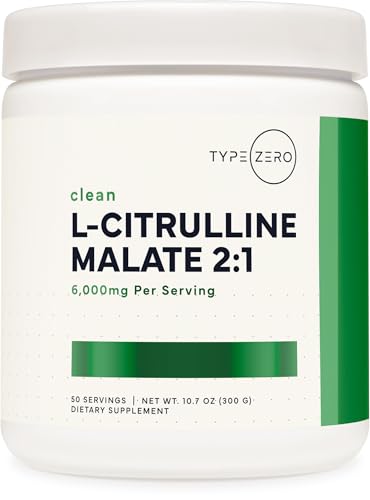 Type Zero L-Citrulline Malate Powder 2:1 6X (300g | 6000mg Per Serving | Unflavored) Ultra Clean L Citrulline Nitric Oxide Booster Pre Workout - Nitrous Oxide Vasodilator Supplement