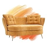 Yellow Modern Tufted Velvet Loveseat,Futon Club Two Seater Sofa,Compact Living Room Studio,Office,Dormitory,Breathable Spring Small Sofa For Entertainment Room Suitable For & Bedroom (Yellow)