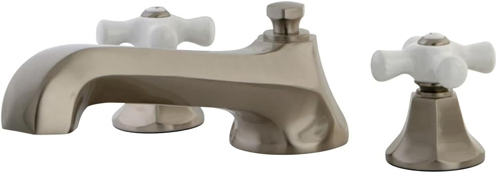 Suреr Sаlе 🛒 Kingston Brass KS4308PX Metropolitan Roman Tub Filler with Porcelain Cross Handle, Brushed Nickel Suреr Sаlе 🛒 Kingston Brass KS4308PX Metropolitan Roman Tub Filler with Porcelain Cross Handle, Brushed Nickel