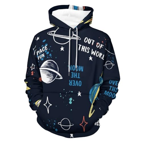 Hoody sweatshirt planète fusées pull manches longues taille S unisexe