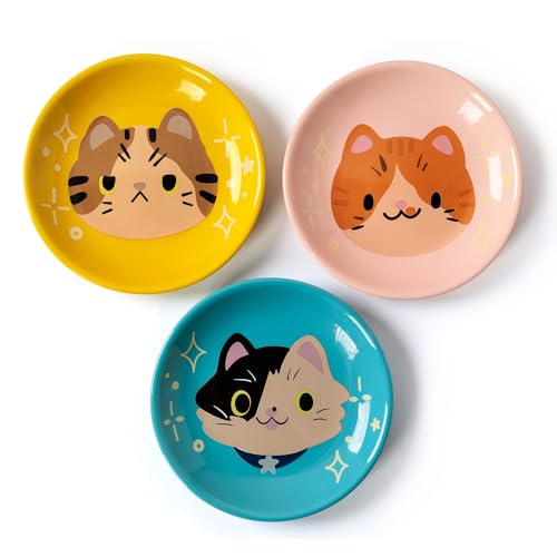 Ceramic Shallow Cat Dish 6 inch, Whisker Fatigue Free Cat Food Bo...