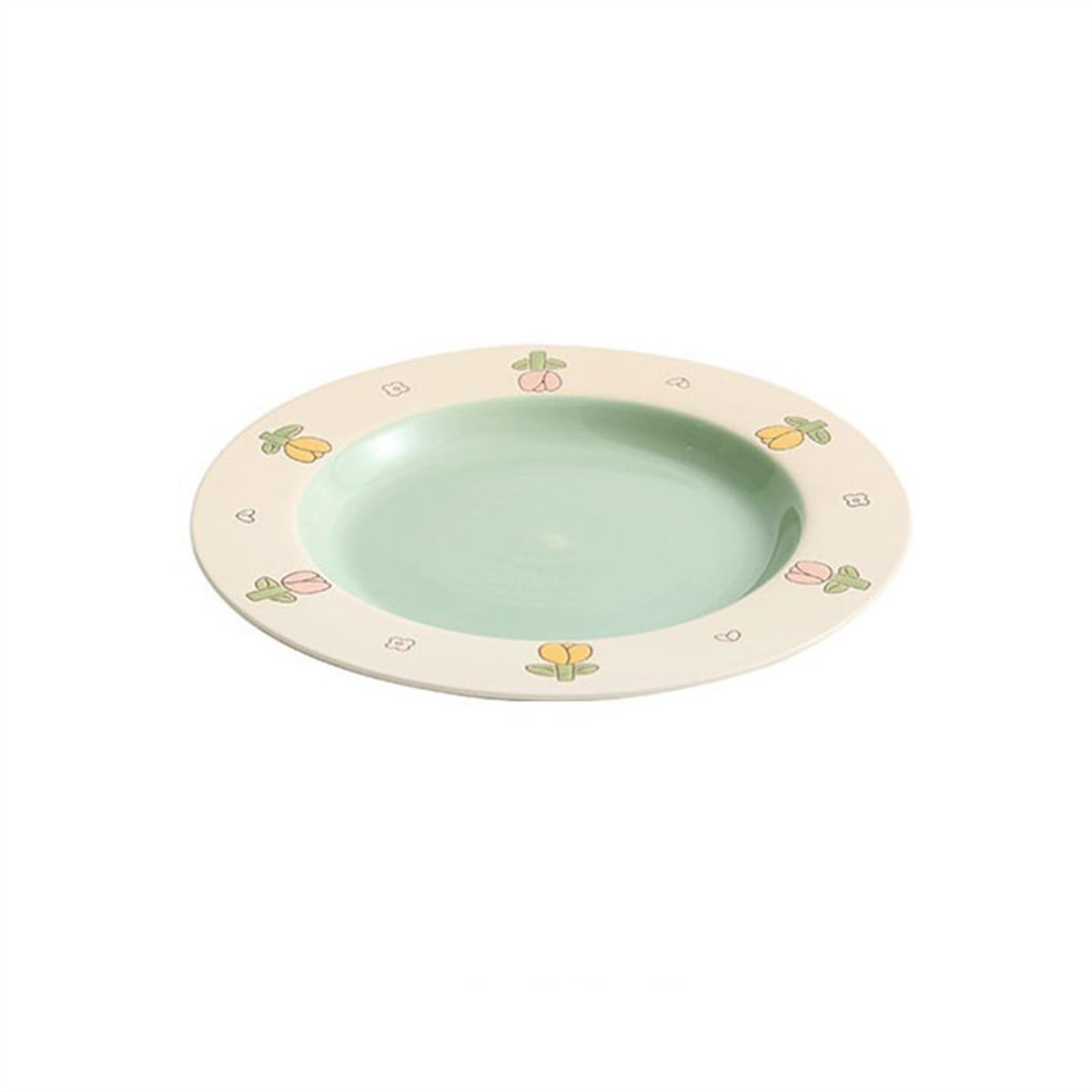 HPTHLY Plate Delicate And Lovely High Temperature Ceramic Plate 9.4 Inches Decorative Dinner Plate For Pasta, Steak, Salad Dessert Plate (Green)