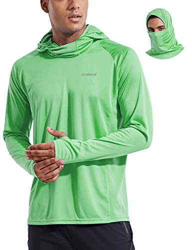 Image of BALEAF Men's Sun Protection Hoodie Shirt UPF 50+ Long Sleeve UV SPF T-Shirts with Mask Rash Guard Fishing Lightweight