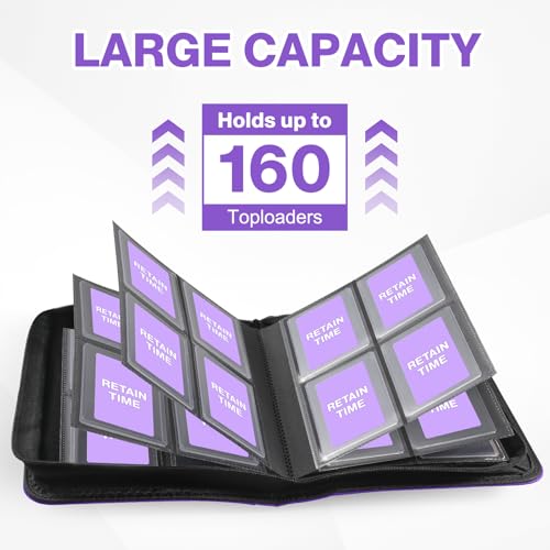 Image of Top Loader Binder 4 Pocket, Holds 160 Toploaders, 100 Toploaders INCLUDED | Toploader Binder for 3 inch x 4 inch Rigid Toploaders, Trading Card Binder for TCG, MTG, Sport Cards, PU Leather Cover, Side Loading