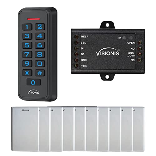 Buy 2 get 3 Visionis FPC-6421 VIS-3008 Access Control Outdoor IP68 Weatherproof Card Reader And Keypad Standalone With Mini Controller + Wiegand 26, No Software, EM Cards, 1000 Users + 10 Pack Of Proximity Cards