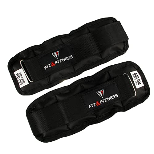 Image of FIT & FITNESS Wrist /Ankle Weights Pro Quality Adjustable Ankle /Wrist Weights for Running, Jogging, Cycling can be Used by Both Men and Women from 1 kg (0.5kg Gram Each x 2 pc) (0.5Kilograms)