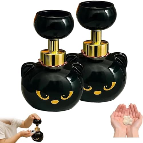 Cute Cat Paw Foam Soap Dispenser, Paw Print Soap Dispenser for Bathroom Kitchen, Foaming Hand Dispensers, Cats Pawprint Soaps Pump Bottle, Black Foaming Pump Bottle (Black 2)