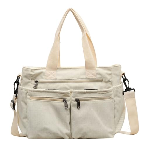 Makukke Bolsa feminina grande transversal elegante bolsa feminina de veludo cotelê/lona Hobo bolsa moderna bolsa de ombro bolsa de ombro, Bege, Large, Utilitário