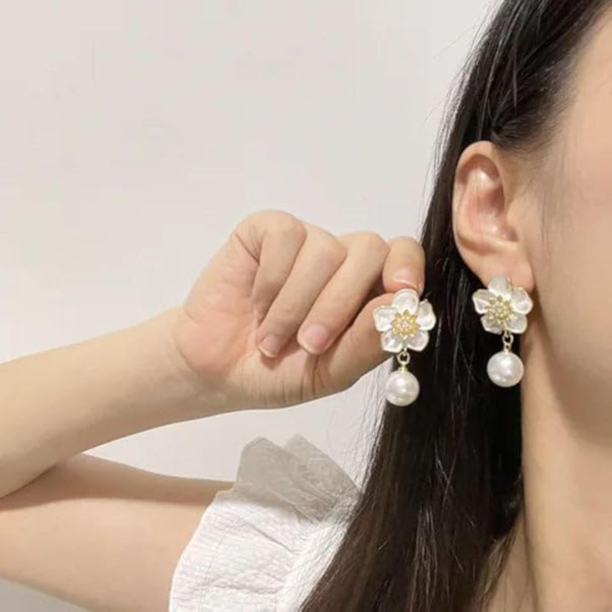 Floral Pearl-Accented Stud Earrings, Everyday Wear