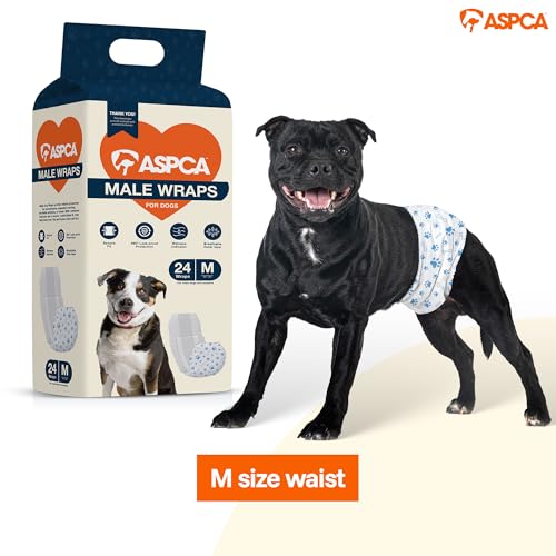 Image of ASPCA Disposable Male Dog Diapers, Leak-Proof Dog Wraps with Wetness Indicator, Adjustable Fit for Training & Incontinence, 24 Count