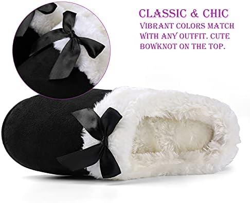 ROXIE Womens Memory Foam Fluffy Fur Slippers Fuzzy Plush Lining Slip On Clog House Shoes for Indoor Outdoor Use | Image 3
