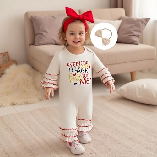 My First Thanksgiving Newborn Outfit Baby Girl Turkey Romper Onesie Ruffle Jumpsuit Infant Fall Winter Clothes3