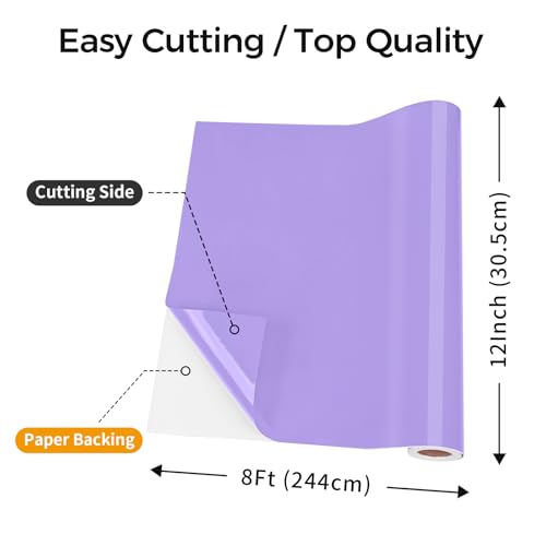 Image of IModeur Glossy Purple Permanent Vinyl - 12 inch x 8 FT Permanent Adhesive Vinyl Roll for Cup Deco, Party Decoration, Sticker.