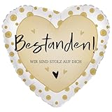 Riethmüller Premium Folienballon Herz – Luftballon Herz - Bestanden - GER Folienballon verpackt 45 cm – Heliumgeeignet – Riethmüller Party Deko Riesenballon