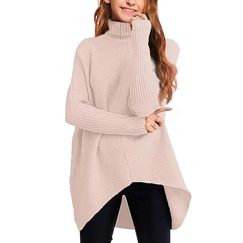 Girls Sweaters for Kids Sweater Dress 10-12 Oversized Long Sleeve Casual Asymmetric Hem Knit Jumper Dresses Tops Pink