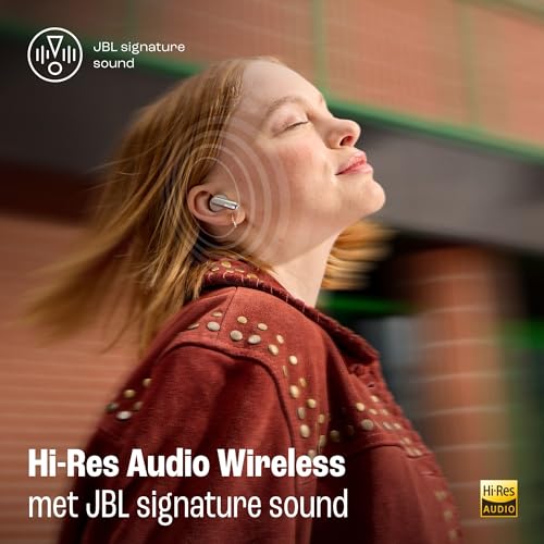 JBL Live Beam 3, Draadloze oordopjes met Bluetooth, 48 uur batterijduur, True Adaptive Noise Cancelling en Hoogwaardig JBL Signature Geluid, IP55 Waterproof, Closed-Back Stick Ontwerp, Zilver - Afbeelding 4