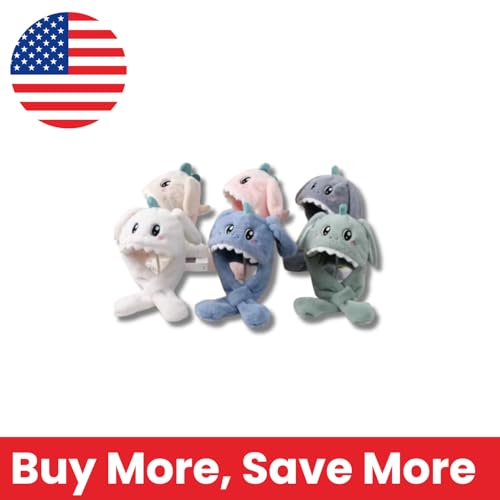 Dinosaur Plush Hat with Moving Ears – Blue Fleece Sound Hat with Wrap Scarf for Girls2