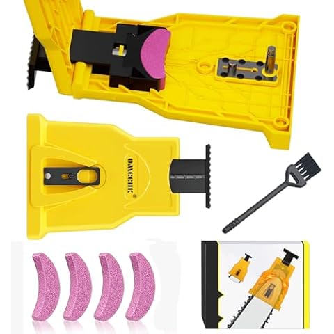 OMCCHK Chainsaw Teeth Sharpener, Portable Chain Saw Sharpener Tool, Universal Chainsaw Sharpener with 4 Bits Saw Chain Sharpener, Chainsaw Sharpener Jig for 12"-22" Chain Saws Cover