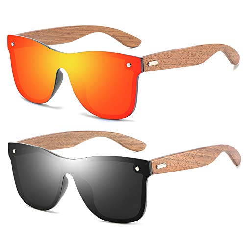 Image of willochra Polarized Wood Mirror Lens Sun Glasses for Women men drive Colorful Shades Handmade Bamboo wood sunglasses