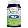 aSquared Nutrition Acetyl L-Carnitine 1000mg Max Strength – 200 Veggie Capsules – High Dosage Acetyl L Carnitine HCL (ALCAR) Supplement Pills to Support Pure Energy, Brain Function & Fatty Acid