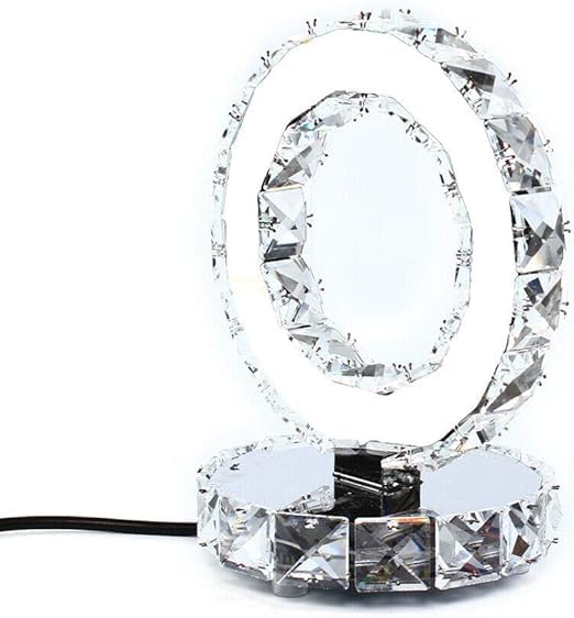 MEHOOSPVNTable Lamp, Crystal Bedside Table Lamp, Crystal Table Lamps LED Bling Shade Glitter Romany Sparkly Crushed Diamond Bedside Light, for Bedroom, Living Room, Dresser Table, Ideal Gifts, 18W