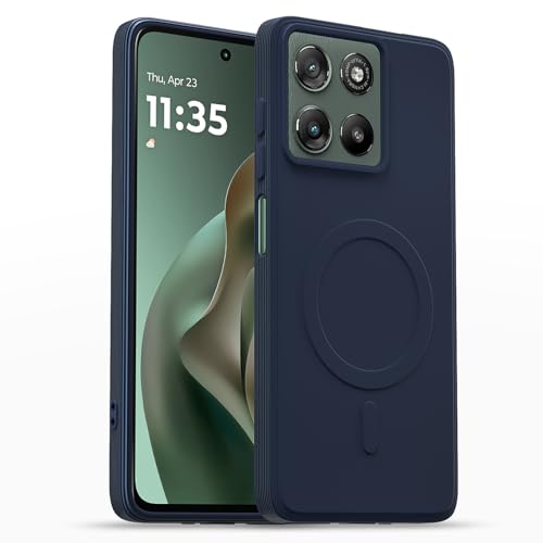 Image of Outlouders Back Cover for Motorola Moto G67 Power / G57 Power 5G Soft Matte Silicone Cover with Slim Fit | Mag-Safe Logo (Not Mag-Safe Compatible) | Shockproof | Camera Protection Bumper Case (Blue)