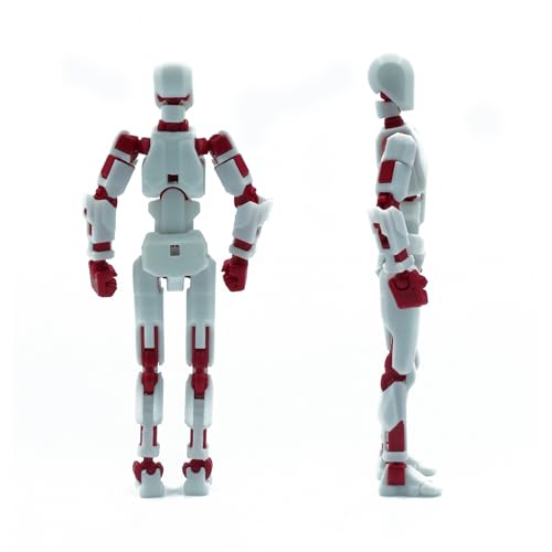 Image of Dummy 13 Action Figure Robot | Fully Articulated 3D Printed Robot Toy | 5.4-inch Collectible Figurine | Matte Finish| Unassembeled (White-Red)