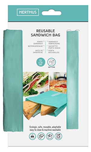 NERTHUS FIH 872 Sandwich Bag XL Reusable Eco-friendly Turquoise, Adaptable, Easy to Clean and Washing Machine Safe - Image 3