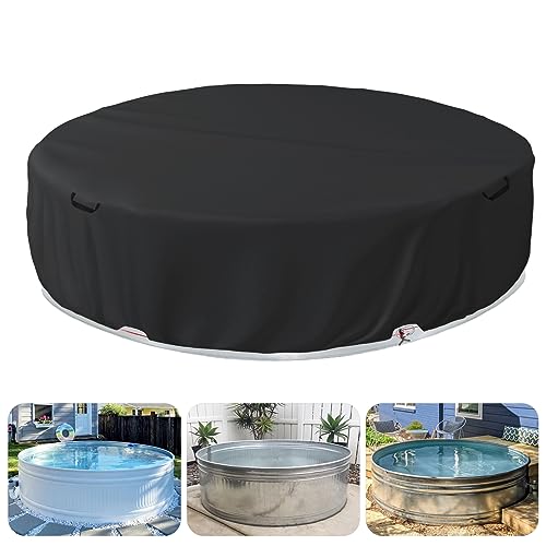Sobana Runde Poolabdeckung aus Stahl, 2,4 m, verbesserte vollständige Abdeckung, Drahtseil und Seilwinde Design erhöhen die Stabilität, Schwarz