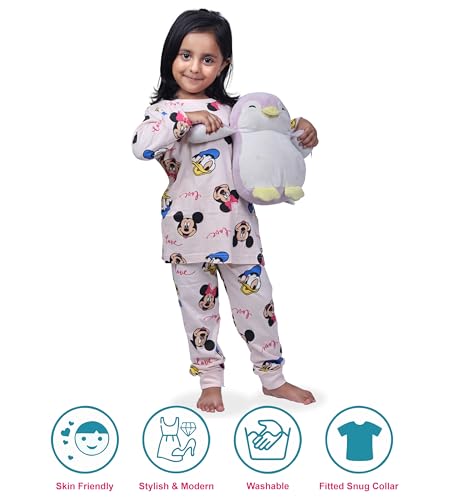 Image of Hestia | H.NSG.N.1 | Kids Girls Nightwear | Sleepwear | Cotton |Trouser Full Sleeves Tshirt | Elastic Waist |Night Dress with Pyjama Tshirts for Girls|All Over Horse Printed |Blue Color 4-6Yrs |Set 1
