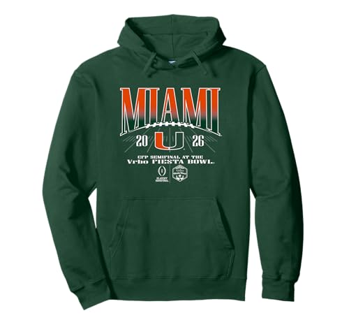 Miami Hurricanes CFP Semifinal Fiesta Bowl 2026 Green Pullover Hoodie