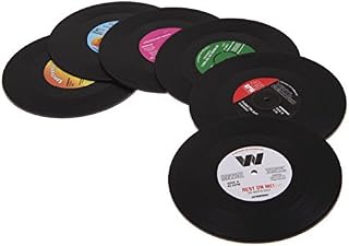 Vinyl Record Coaster Set - Pack of 6 Retro Novelty Drink Mats
