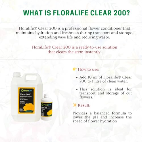 Image of Oasis FloraLife Clear 200, Solution To Keep Cut Flowers Fresh During Storage & Transport (H-200) 1ltr 1 Bottle