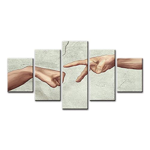 Tableau Dieu Crée Adam 5 pièces : habillez un grand mur vide de salon moderne