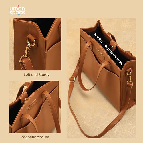 Image of Urban Space Women Tote Bag with Laptop compartment, Handbag for Work, Ladies purse, Stylish Shoulder Bag, Laptop ipad Tote Bags For Office Use, Gift for Women
