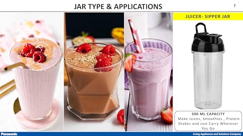 Image of Panasonic Nutriturbo Hand Blender with 5 Jars | Powerful 600W Max Locked Motor | Juicing, Blending & Grinding | Copper Motor & Safety Lock | Multipurpose Kitchen Appliance