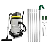 Dachrinnenreinigungssystem 60L Nass- & Trockensauger & 7,2m Dachrinnensauger-Stangenset Lange Reichweite Rohrreiniger 1,2–7,2m 51mm Ø Aluminiumdüsen 3000W Dreifachmotor 1,5m Schlauch 9m Kabel