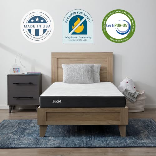 Image of Lucid 5 inch Firm Gel Memory Foam Mattress - Bamboo Charcoal & Cooling Gel - Fiberglass Free - Bed in a Box - CertiPUR-US Certified - Full Size