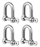 TERF M10 Heavy Duty Commercial D-Shackle Steel M10 (10mm) D-Shackle Ring Use For Heavy Duty Construction Rigging Vehicle Recovery Hauling Tie Downs Hanging and Multi Purpose Use - Pack of 4, Silver