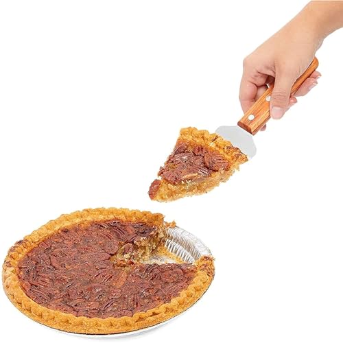 Image of Pie Server Cake Holder Transfer Triangular Spade Spatula for Pizza Cake Baking Wood Wooden Handle Shovel Stainless Steel (Pack of 1)