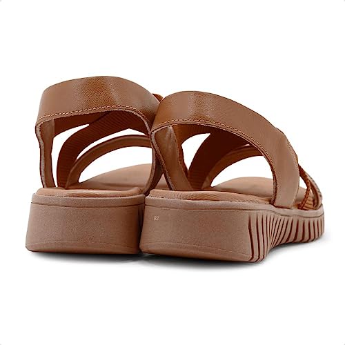 Sandália Usaflex Feminina Plataforma Couro Laser Tan Ah0111003 36