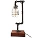 NIUYAO Lámpara de Mesa Forma Tubo Jaula Metal Vintage Lámparas de Escritorio Estilo Loft Industrial Retro 1 Luz-Negro