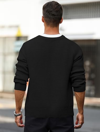 ZAFUL Men's Pullover Sweater Long Sleeve Crewneck Casual Loose Waffle Knitted Sweater3