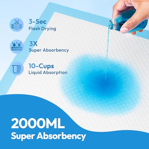Image of Bed Pads Disposable Adult 40 inchx40 inch 60 Count, Extra Large Chucks Incontinence Underpads, Super Absorbent & Leakproof Chux Pads, Pee Pads for Pets, Adults & Kids, Puppy Training Pads