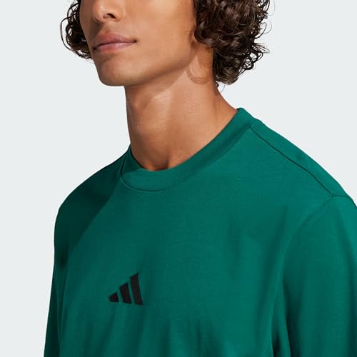 adidas Hombre Essentials Small Logo Single Jersey tee, Collegiate Green/Black, L