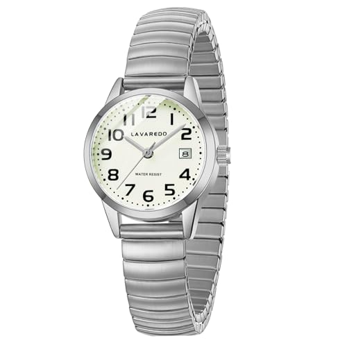 Timever Damen Armbanduhr Quarzuhr Analog mit Edelstahl Zugarmband,Datum,großen Ziffern Leicht ablesbares Zifferblatt,Geschenk für Frau und Freundin